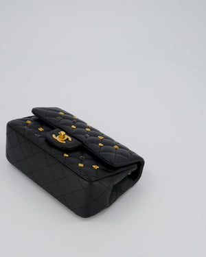 *RARE* Chanel Black Mini Rectangular Single Flap Bag with Charms in Lambskin Leather with Gold Hardware