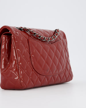 Chanel Medium Double Flap Bag in Burgundy Patent Leather with Gunmetal Hardware