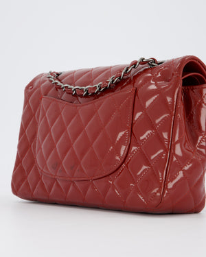 Chanel Medium Double Flap Bag in Burgundy Patent Leather with Gunmetal Hardware