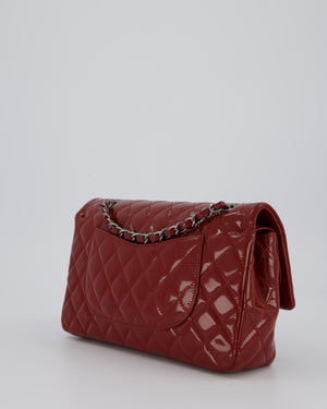 Chanel Medium Double Flap Bag in Burgundy Patent Leather with Gunmetal Hardware