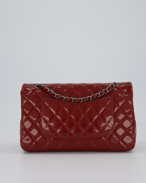 Chanel Medium Double Flap Bag in Burgundy Patent Leather with Gunmetal Hardware