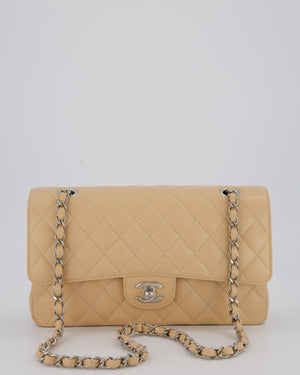 *HOT* Chanel Beige Classic Medium Double Flap Bag in Caviar Leather with Silver Hardware