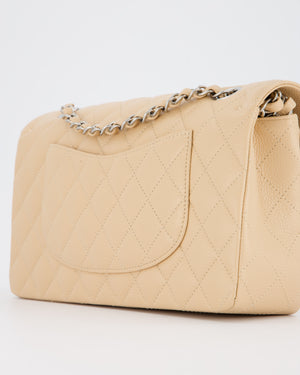 *HOT* Chanel Beige Classic Medium Double Flap Bag in Caviar Leather with Silver Hardware