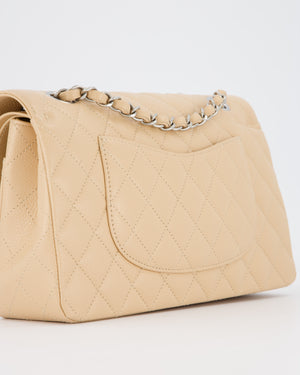 *HOT* Chanel Beige Classic Medium Double Flap Bag in Caviar Leather with Silver Hardware