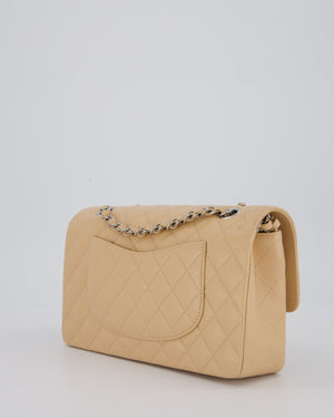*HOT* Chanel Beige Classic Medium Double Flap Bag in Caviar Leather with Silver Hardware