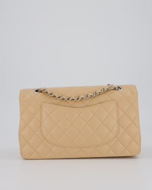*HOT* Chanel Beige Classic Medium Double Flap Bag in Caviar Leather with Silver Hardware