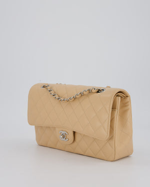 *HOT* Chanel Beige Classic Medium Double Flap Bag in Caviar Leather with Silver Hardware