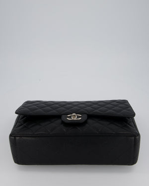 Chanel Maxi Classic Double Flap Bag in Black Caviar Leather with Silver Hardware RRP £11,650