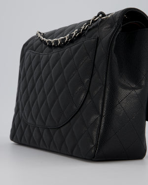 Chanel Maxi Classic Double Flap Bag in Black Caviar Leather with Silver Hardware RRP £11,650
