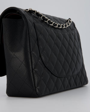 Chanel Maxi Classic Double Flap Bag in Black Caviar Leather with Silver Hardware RRP £11,650