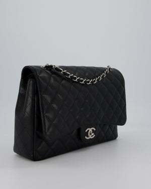 Chanel Maxi Classic Double Flap Bag in Black Caviar Leather with Silver Hardware RRP £11,650