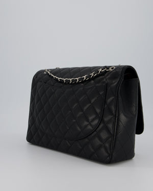 Chanel Maxi Classic Double Flap Bag in Black Caviar Leather with Silver Hardware RRP £11,650