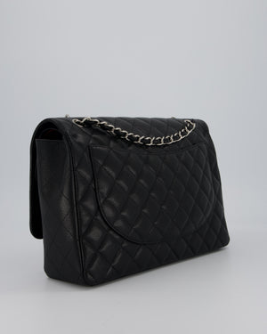 Chanel Maxi Classic Double Flap Bag in Black Caviar Leather with Silver Hardware RRP £11,650