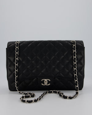 Chanel Maxi Classic Double Flap Bag in Black Caviar Leather with Silver Hardware RRP £11,650
