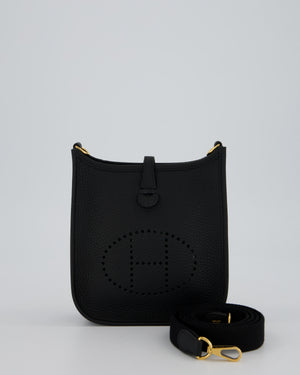 Hermès Mini Evelyne 16 Bag in Black Taurillon Clemence Leather with Gold Hardware
