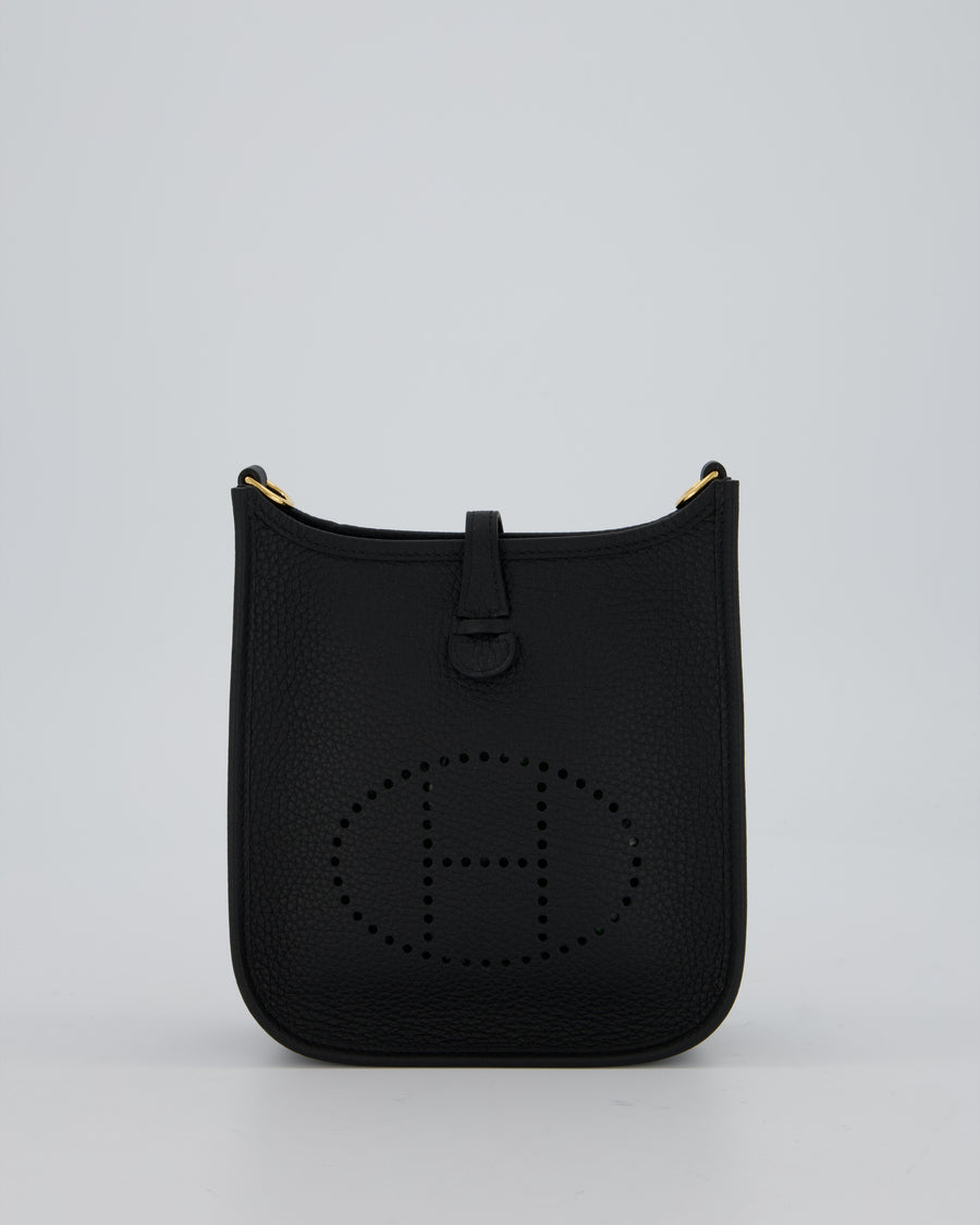 Hermès Mini Evelyne 16 Bag in Black Taurillon Clemence Leather with Gold Hardware