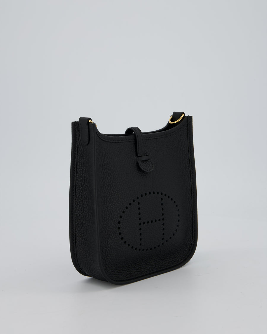 Hermès Mini Evelyne 16 Bag in Black Taurillon Clemence Leather with Gold Hardware