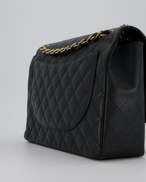 Chanel Maxi Classic Double Flap Bag in Black Caviar Leather with Gold Hardware RRP £11,650