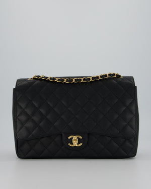 Chanel Maxi Classic Double Flap Bag in Black Caviar Leather with Gold Hardware RRP £11,650
