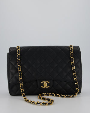 Chanel Maxi Classic Double Flap Bag in Black Caviar Leather with Gold Hardware RRP £11,650