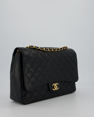 Chanel Maxi Classic Double Flap Bag in Black Caviar Leather with Gold Hardware RRP £11,650