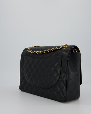Chanel Maxi Classic Double Flap Bag in Black Caviar Leather with Gold Hardware RRP £11,650