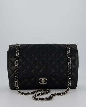 Chanel Maxi Classic Double Flap Bag in Black Caviar Leather with Silver Hardware RRP £11,650