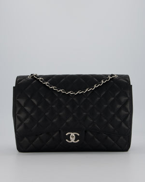 Chanel Maxi Classic Double Flap Bag in Black Caviar Leather with Silver Hardware RRP £11,650