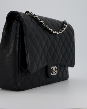 Chanel Maxi Classic Double Flap Bag in Black Caviar Leather with Silver Hardware RRP £11,650