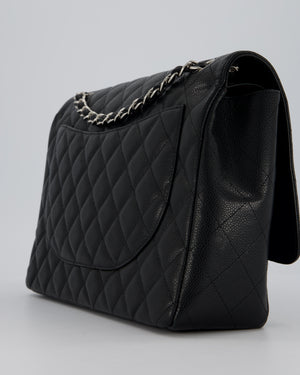 Chanel Maxi Classic Double Flap Bag in Black Caviar Leather with Silver Hardware RRP £11,650