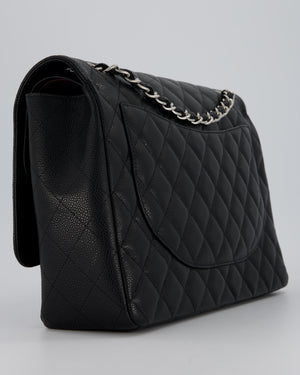 Chanel Maxi Classic Double Flap Bag in Black Caviar Leather with Silver Hardware RRP £11,650