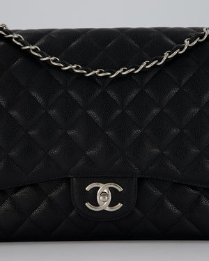 Chanel Maxi Classic Double Flap Bag in Black Caviar Leather with Silver Hardware RRP £11,650
