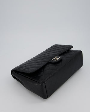 Chanel Maxi Classic Double Flap Bag in Black Caviar Leather with Silver Hardware RRP £11,650