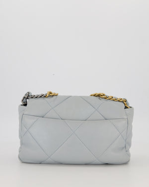 Chanel Small 19 Flap Bag in Baby Blue Quilted Goatskin Leather with Mixed Hardware