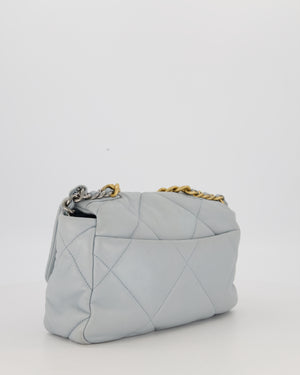 Chanel Small 19 Flap Bag in Baby Blue Quilted Goatskin Leather with Mixed Hardware
