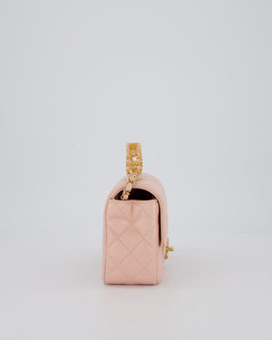 Chanel Pink Mini Rectangular Top Handle With Logo Detail Bag with Brushed Gold Hardware