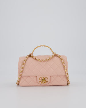 Chanel Pink Mini Rectangular Top Handle With Logo Detail Bag with Brushed Gold Hardware