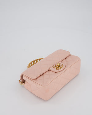 Chanel Pink Mini Rectangular Top Handle With Logo Detail Bag with Brushed Gold Hardware