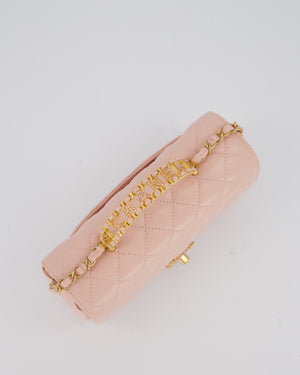 Chanel Pink Mini Rectangular Top Handle With Logo Detail Bag with Brushed Gold Hardware