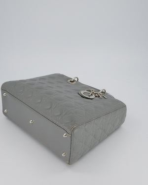 Christian Dior Grey Large Lady Dior Bag in Cannage Leather with Silver Hardware