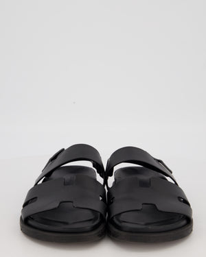 Hermès Genius Sandals in Noir Calfskin Leather Size EU 40.5