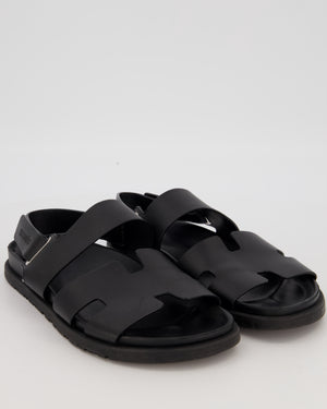 Hermès Genius Sandals in Noir Calfskin Leather Size EU 40.5