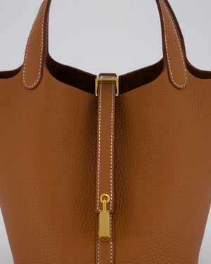 Hermès Picotin 18 Lock Bag in Gold Taurillon Clemence Leather with Gold Hardware