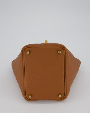 Hermès Picotin 18 Lock Bag in Gold Taurillon Clemence Leather with Gold Hardware