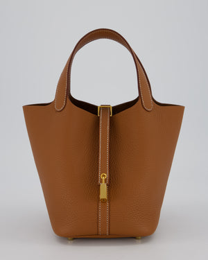Hermès Picotin 18 Lock Bag in Gold Taurillon Clemence Leather with Gold Hardware