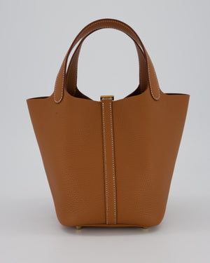 Hermès Picotin 18 Lock Bag in Gold Taurillon Clemence Leather with Gold Hardware