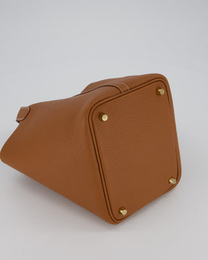 Hermès Picotin 18 Lock Bag in Gold Taurillon Clemence Leather with Gold Hardware