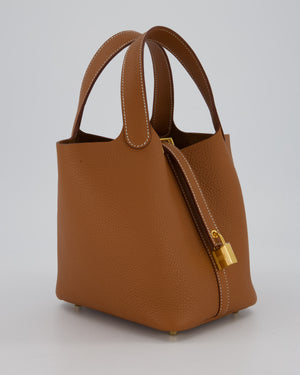 Hermès Picotin 18 Lock Bag in Gold Taurillon Clemence Leather with Gold Hardware