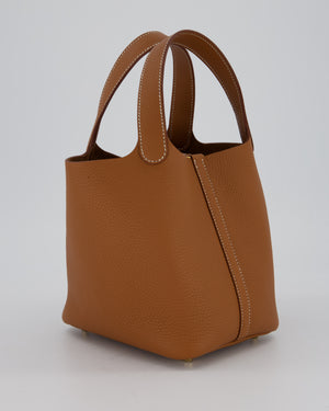 Hermès Picotin 18 Lock Bag in Gold Taurillon Clemence Leather with Gold Hardware