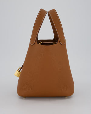 Hermès Picotin 18 Lock Bag in Gold Taurillon Clemence Leather with Gold Hardware